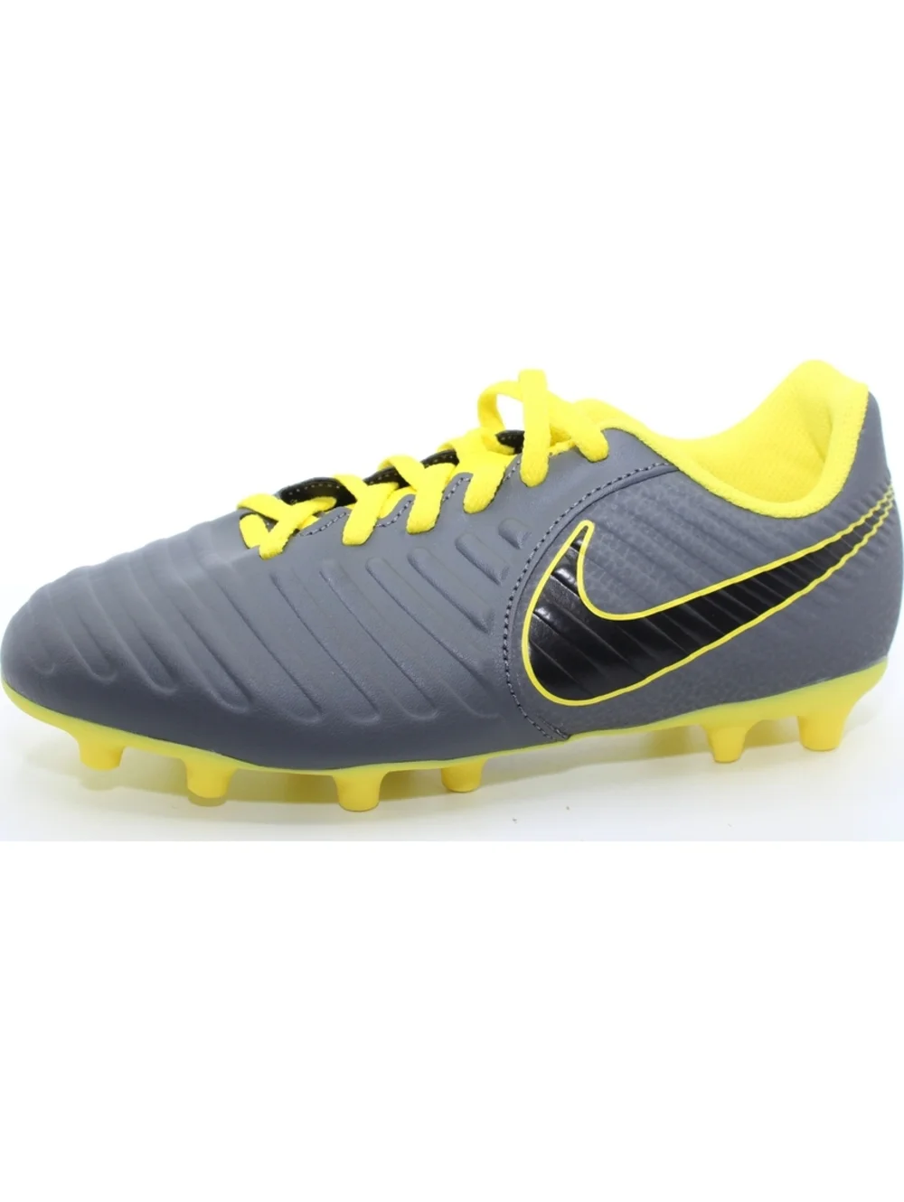 NIB Nike Tiempo JR LEGEND 7 Club FG Youth Soccer Cleats Shoes 3.5Y Gray & Yellow